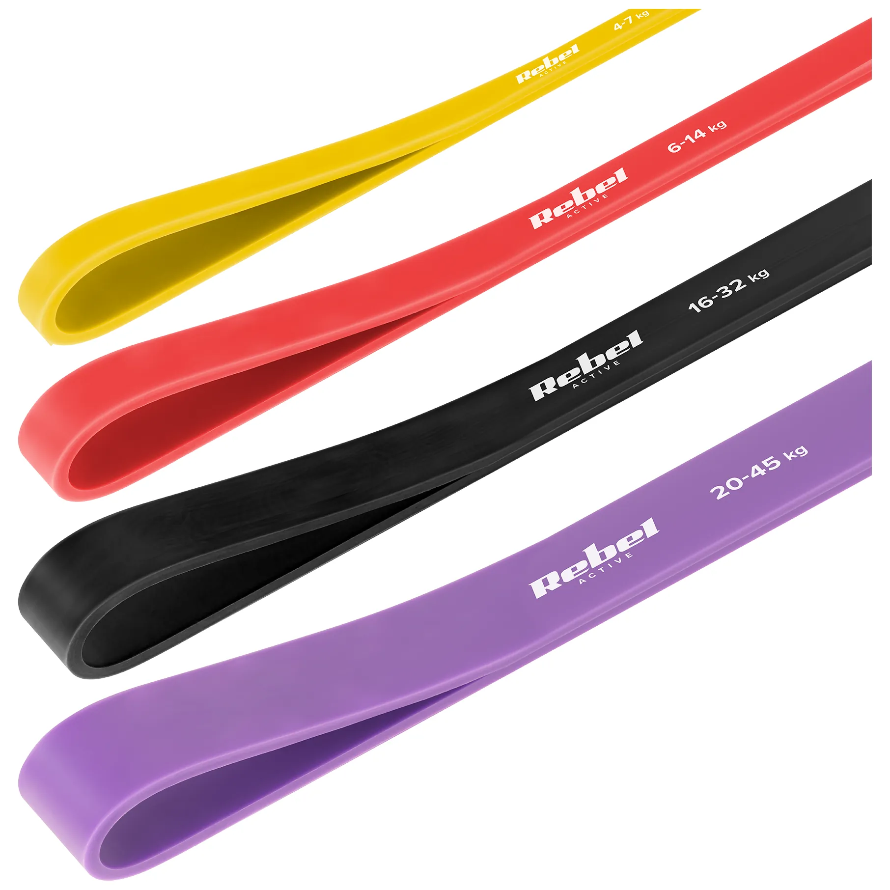 Zestaw gum do ćwiczeń TPE - Power Band PT-S7, 4-82 kg, 7 gum TPE, REBEL ACTIVE - obrazek 3