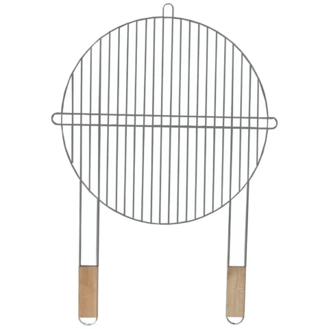 Ruszt grillowy okrągły, Master Grill, śr. 51 cm, materiał: stal chromowana, drewniane uchwyty
