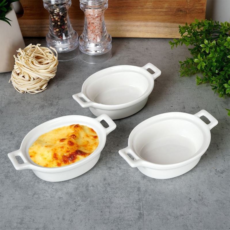 KOKILKI MISECZKI PORCELANOWE DO ZAPIEKANIA 3 szt. OWALNE - obrazek 2