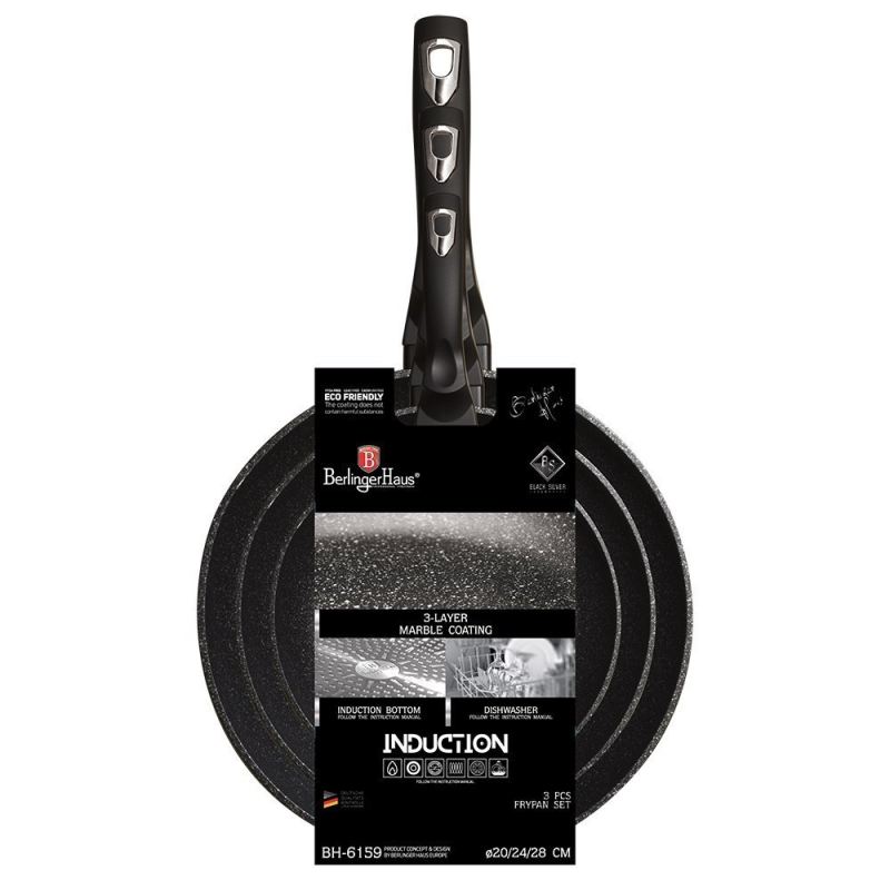 ZESTAW PATELNI GRANITOWYCH BERLINGERHAUS BLACK SILVER BH-6159 - obrazek 5