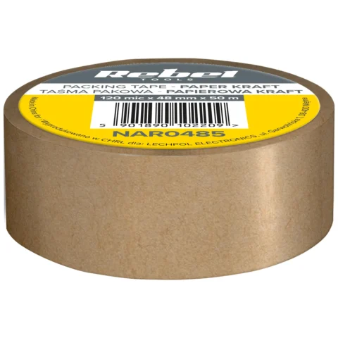 Taśma pakowa papierowa kraft REBEL (120mic x 48 mm x 50 m)