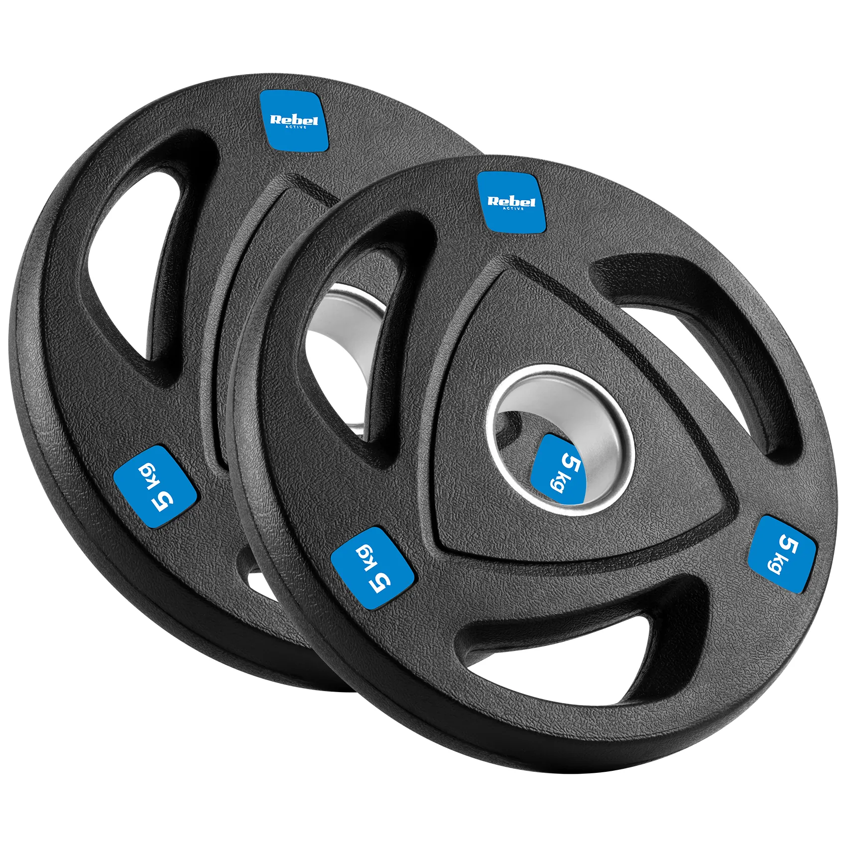 Obciążenie żeliwne olimpijskie gumowane zestaw 30kg ( 8x1.25kg + 4x2.5kg + 2x5kg ), otwór 51mm , REBEL ACTIVE - obrazek 3