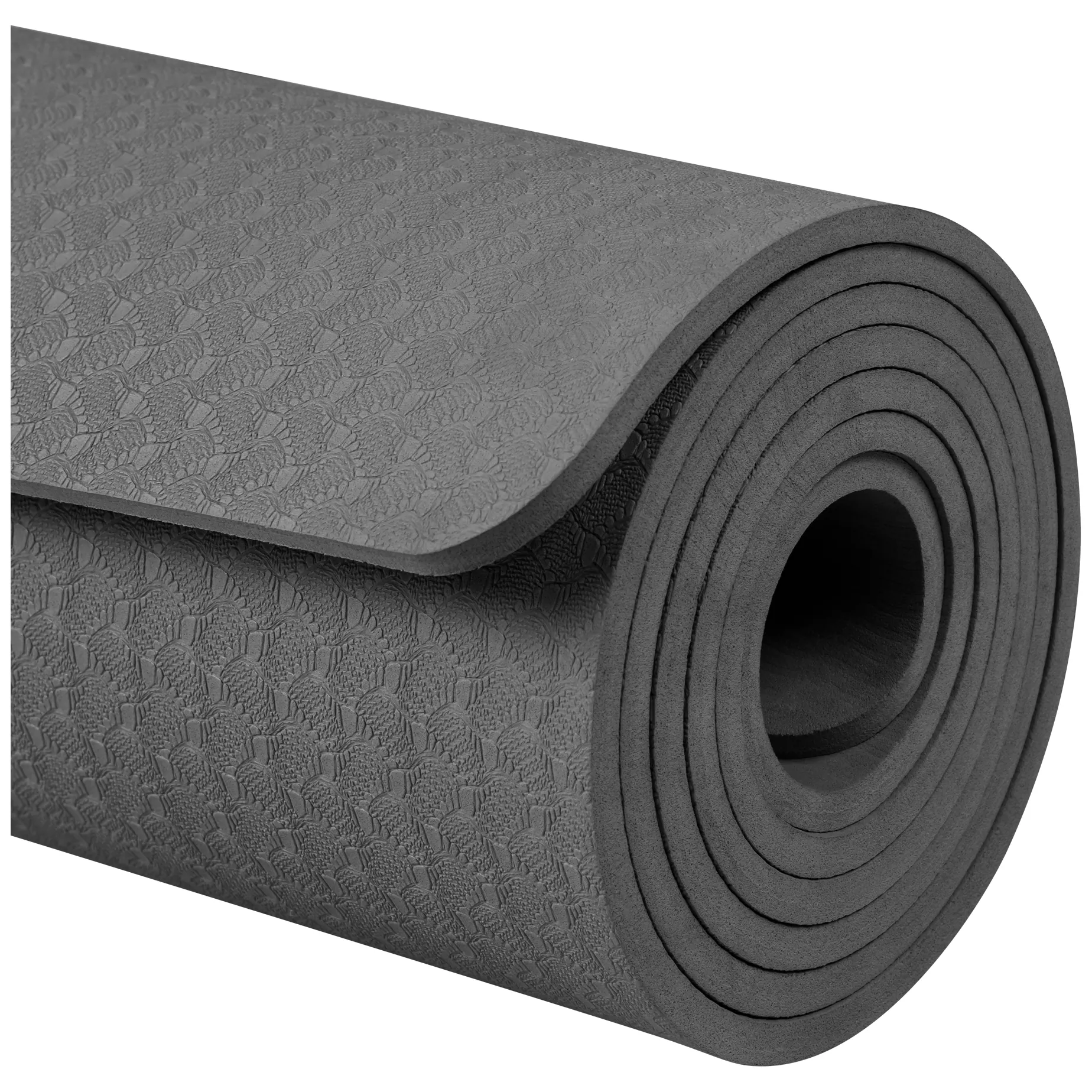 Mata gimnastyczna do ćwiczeń joga, pilates, fitness, 183x61cm, grubość 6mm, materiał TPE, czarna, REBEL ACTIVE - obrazek 5
