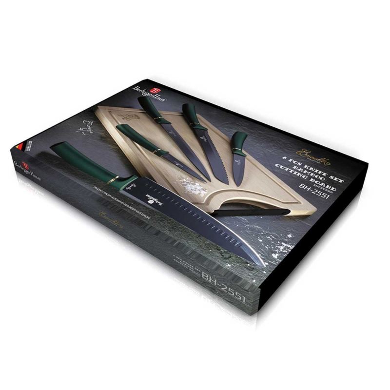 ZESTAW 5 NOŻY KUCHENNYCH Z DESKĄ BERLINGER HAUS BH-2551 EMERALD - obrazek 2