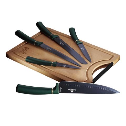 ZESTAW 5 NOŻY KUCHENNYCH Z DESKĄ BERLINGER HAUS BH-2551 EMERALD
