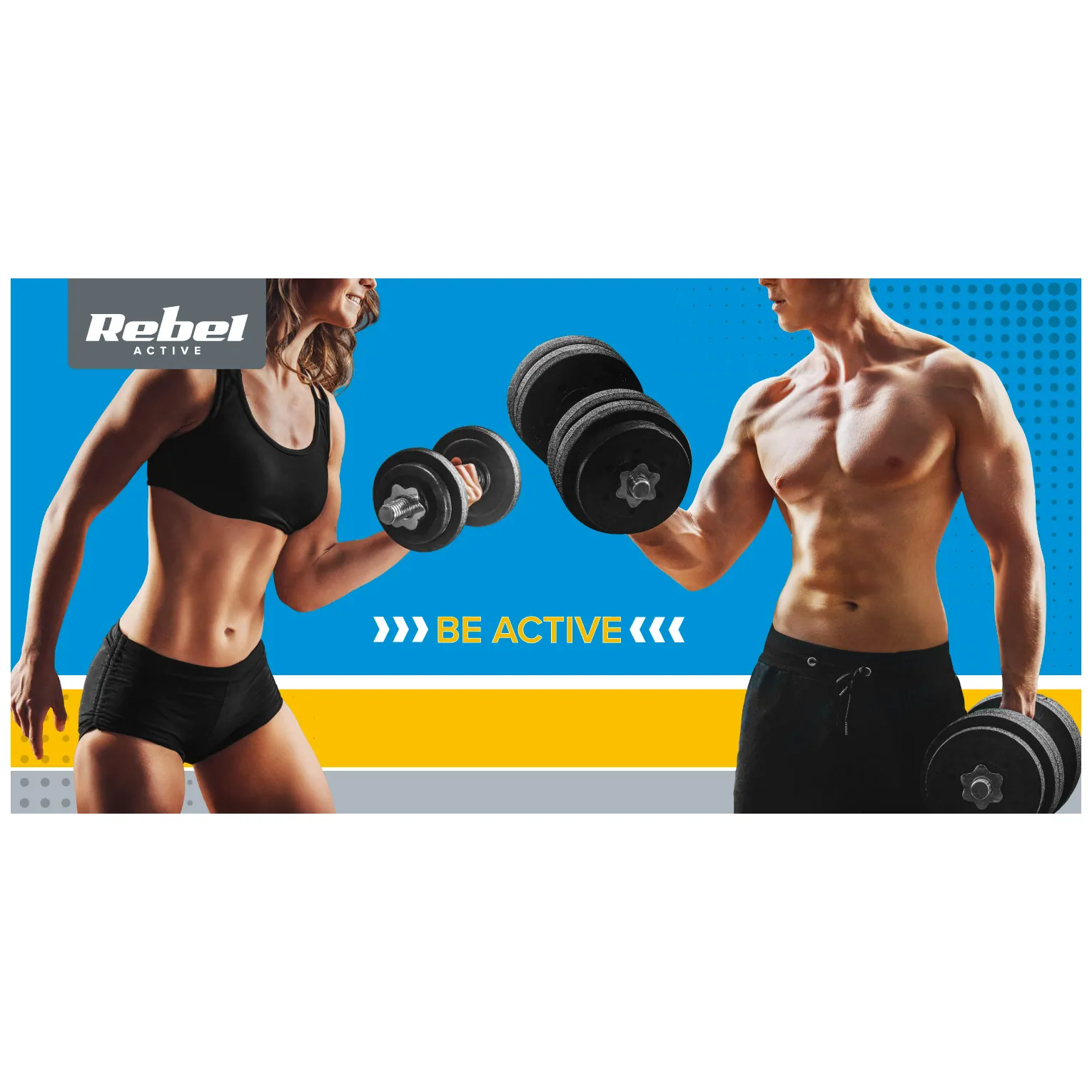 Obciążenie żeliwne olimpijskie gumowane zestaw 4x1.25kg, otwór 51mm , REBEL ACTIVE - obrazek 5