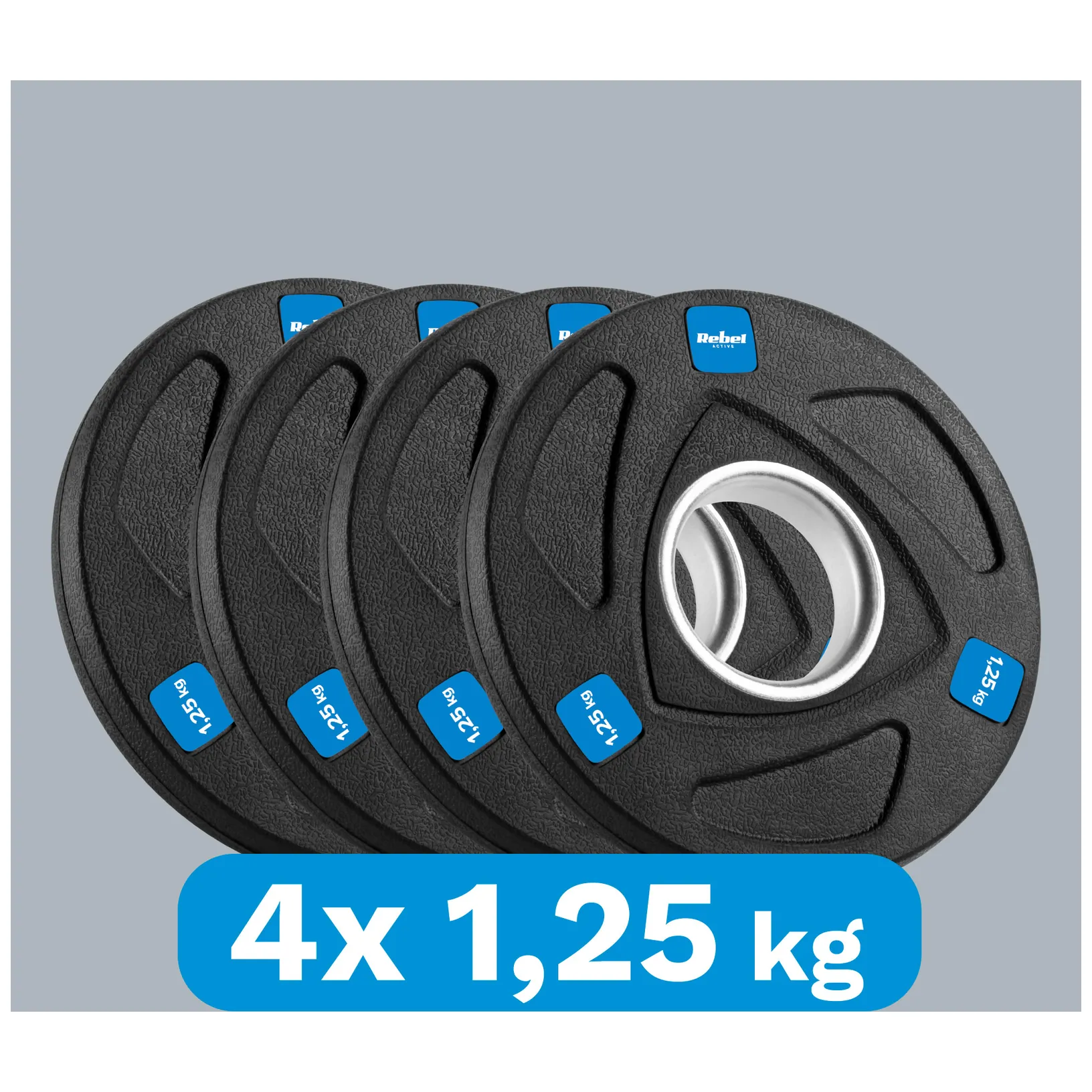 Obciążenie żeliwne olimpijskie gumowane zestaw 4x1.25kg, otwór 51mm , REBEL ACTIVE - obrazek 6