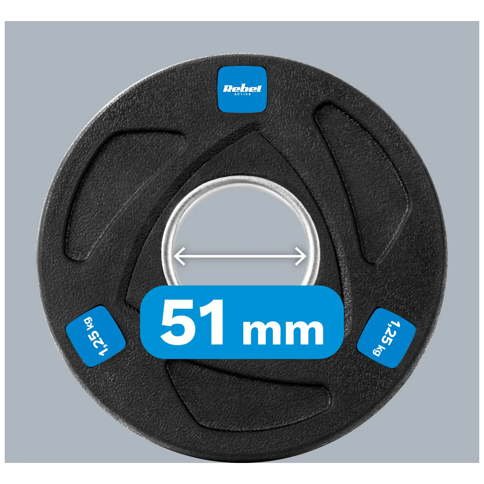 Obciążenie żeliwne olimpijskie gumowane zestaw 4x1.25kg, otwór 51mm , REBEL ACTIVE - obrazek 8