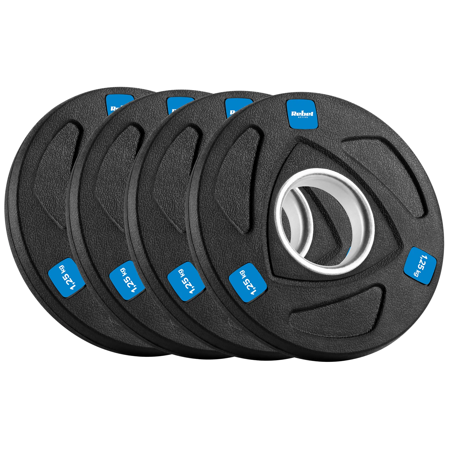 Obciążenie żeliwne olimpijskie gumowane zestaw 4x1.25kg, otwór 51mm , REBEL ACTIVE