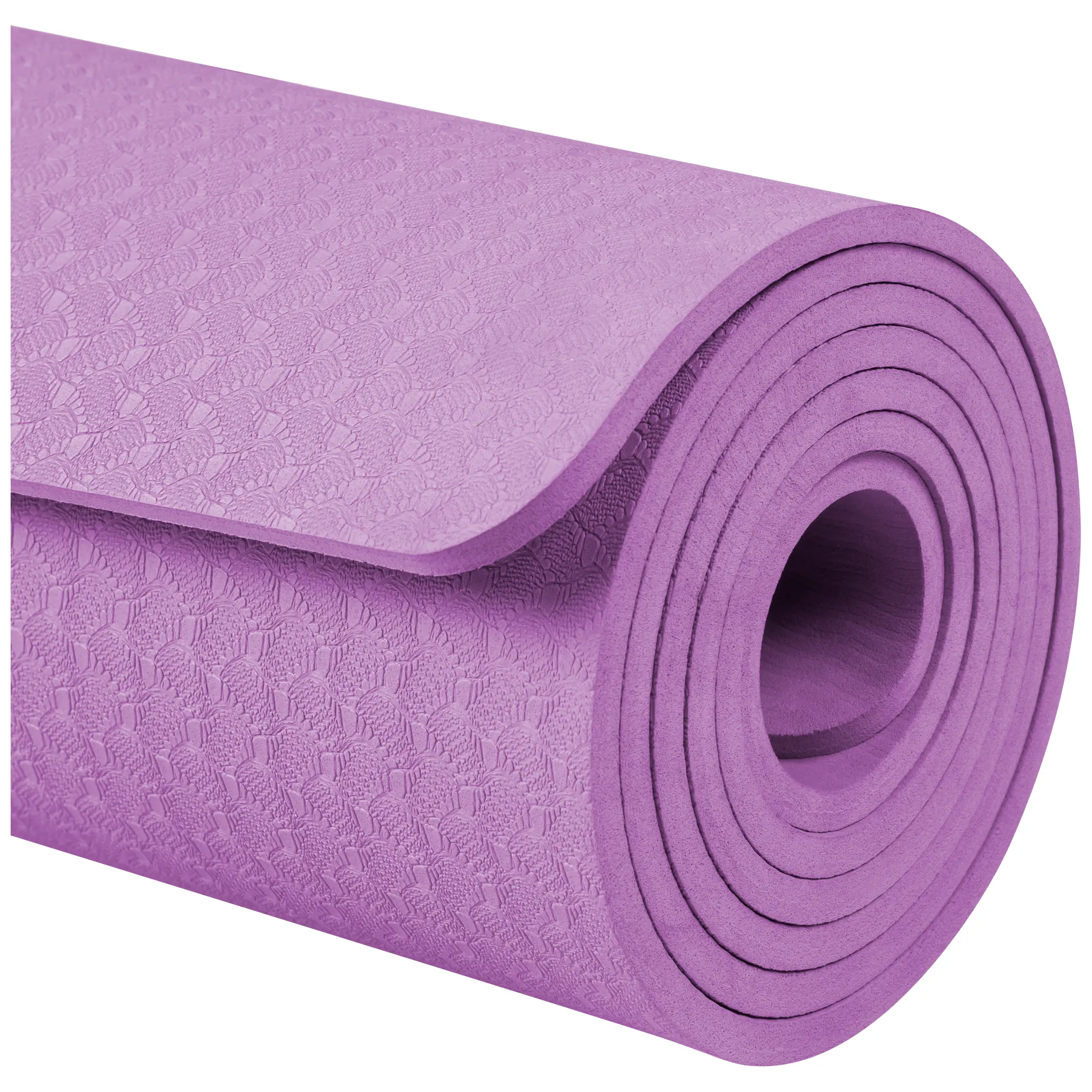 Mata gimnastyczna do ćwiczeń joga, pilates, fitness, 183x61cm, grubość 6mm, materiał TPE, fioletowa, REBEL ACTIVE - obrazek 5