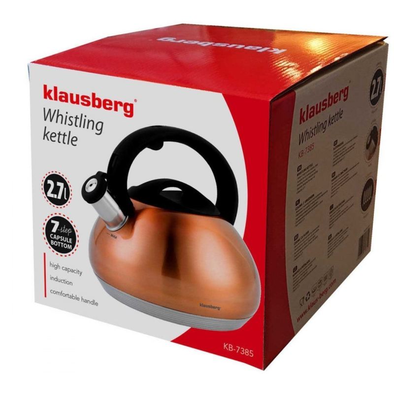CZAJNIK Z GWIZDKIEM KLAUSBERG 2,7L KB-7385 COPPER - obrazek 3