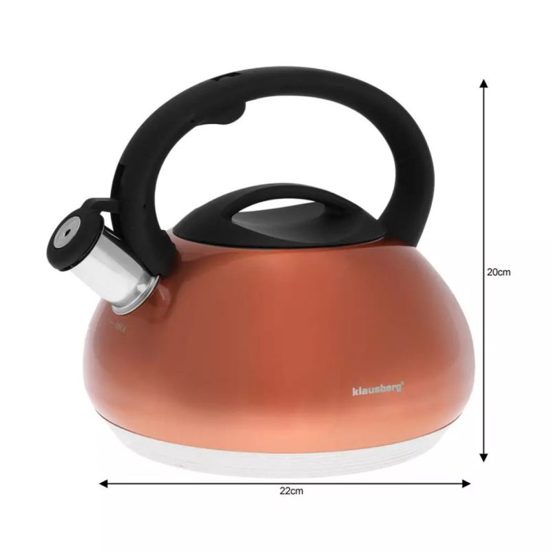 CZAJNIK Z GWIZDKIEM KLAUSBERG 2,7L KB-7385 COPPER - obrazek 4