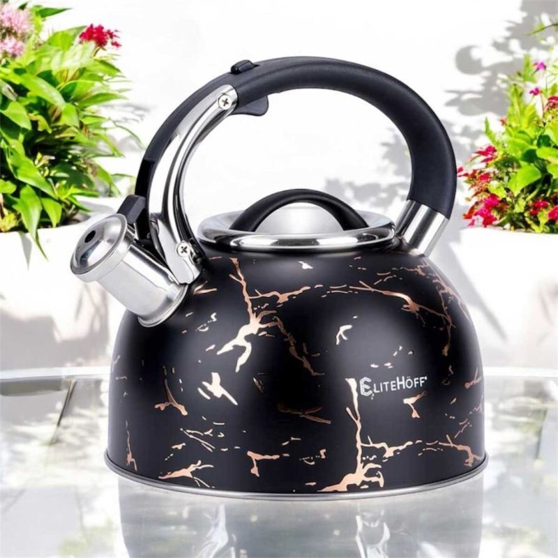 CZAJNIK Z GWIZDKIEM 3L GLAMOUR BLACK GOLD E-5155 - obrazek 2
