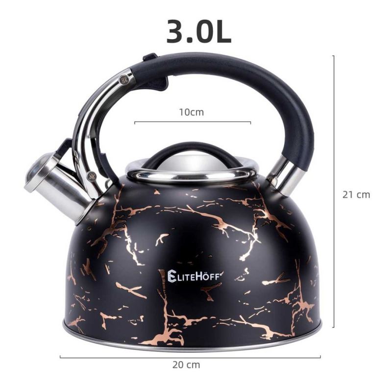 CZAJNIK Z GWIZDKIEM 3L GLAMOUR BLACK GOLD E-5155 - obrazek 6