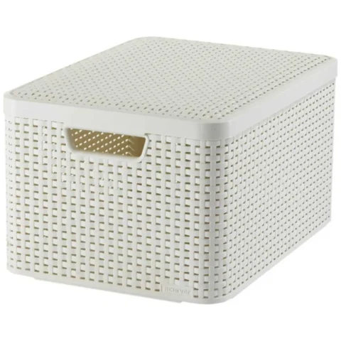 Koszyk z pokrywą Curver Rattan Style L kremowy