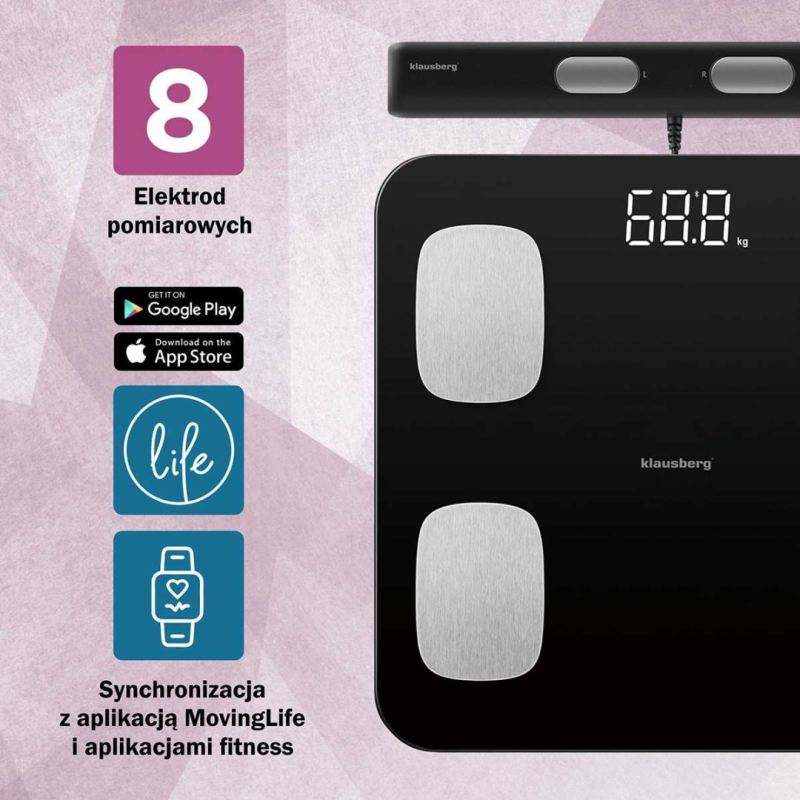 ANALITYCZNA WAGA ŁAZIENKOWA SMART IOS ANDROID KLAUSBERG KB-7852 - obrazek 4