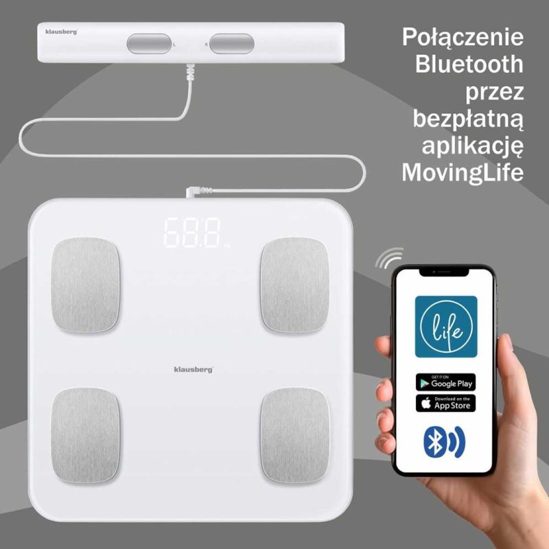 ANALITYCZNA WAGA ŁAZIENKOWA SMART IOS ANDROID KLAUSBERG KB-7853 - obrazek 3