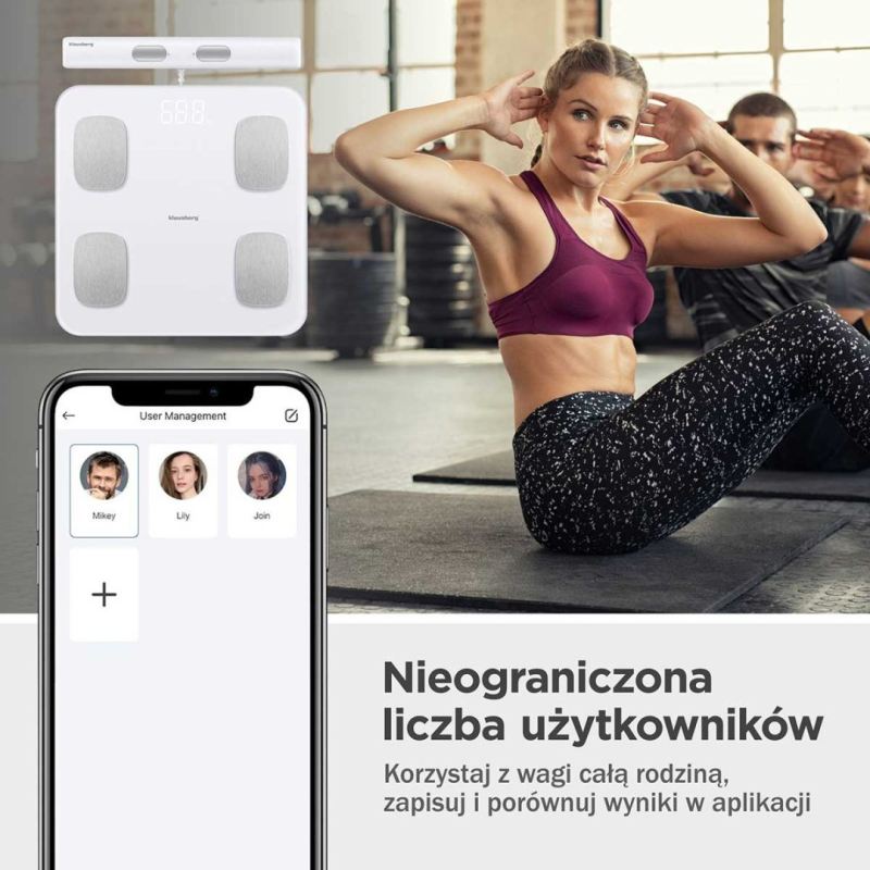 ANALITYCZNA WAGA ŁAZIENKOWA SMART IOS ANDROID KLAUSBERG KB-7853 - obrazek 4