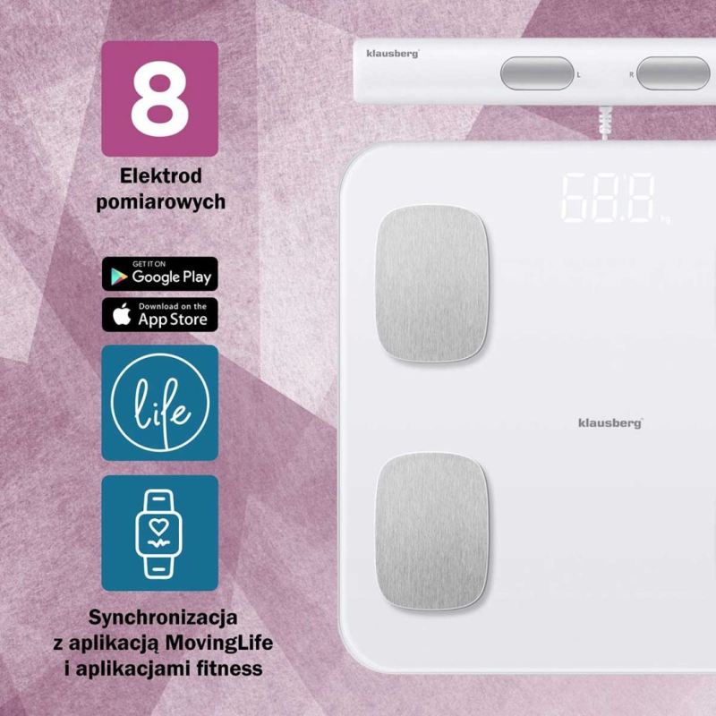 ANALITYCZNA WAGA ŁAZIENKOWA SMART IOS ANDROID KLAUSBERG KB-7853 - obrazek 6