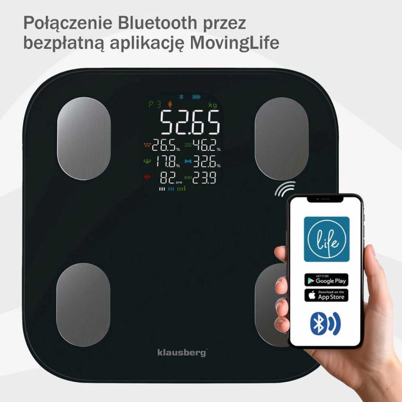 ANALITYCZNA WAGA ŁAZIENKOWA SMART IOS ANDROID KLAUSBERG KB-7854 - obrazek 3