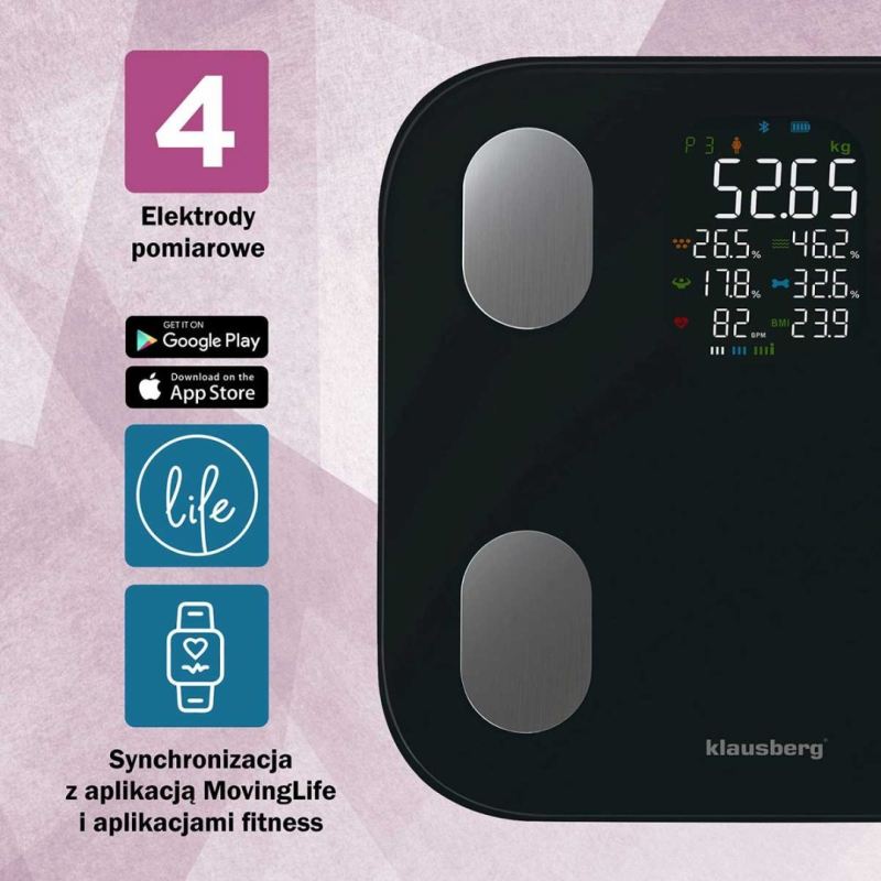 ANALITYCZNA WAGA ŁAZIENKOWA SMART IOS ANDROID KLAUSBERG KB-7854 - obrazek 4
