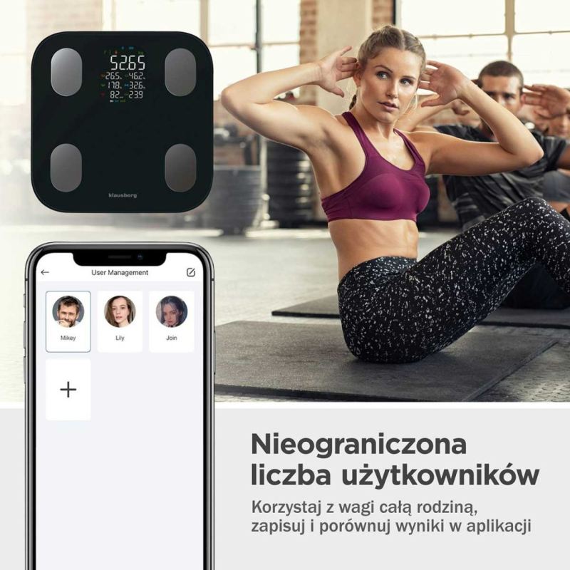 ANALITYCZNA WAGA ŁAZIENKOWA SMART IOS ANDROID KLAUSBERG KB-7854 - obrazek 8