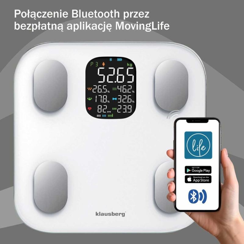 ANALITYCZNA WAGA ŁAZIENKOWA SMART IOS ANDROID KLAUSBERG KB-7855 - obrazek 4