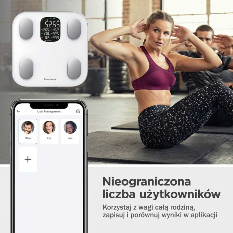 ANALITYCZNA WAGA ŁAZIENKOWA SMART IOS ANDROID KLAUSBERG KB-7855 - obrazek 6