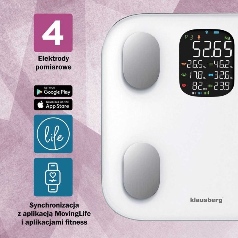 ANALITYCZNA WAGA ŁAZIENKOWA SMART IOS ANDROID KLAUSBERG KB-7855 - obrazek 7