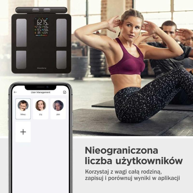 ANALITYCZNA WAGA ŁAZIENKOWA SMART IOS ANDROID KLAUSBERG KB-7856 - obrazek 7