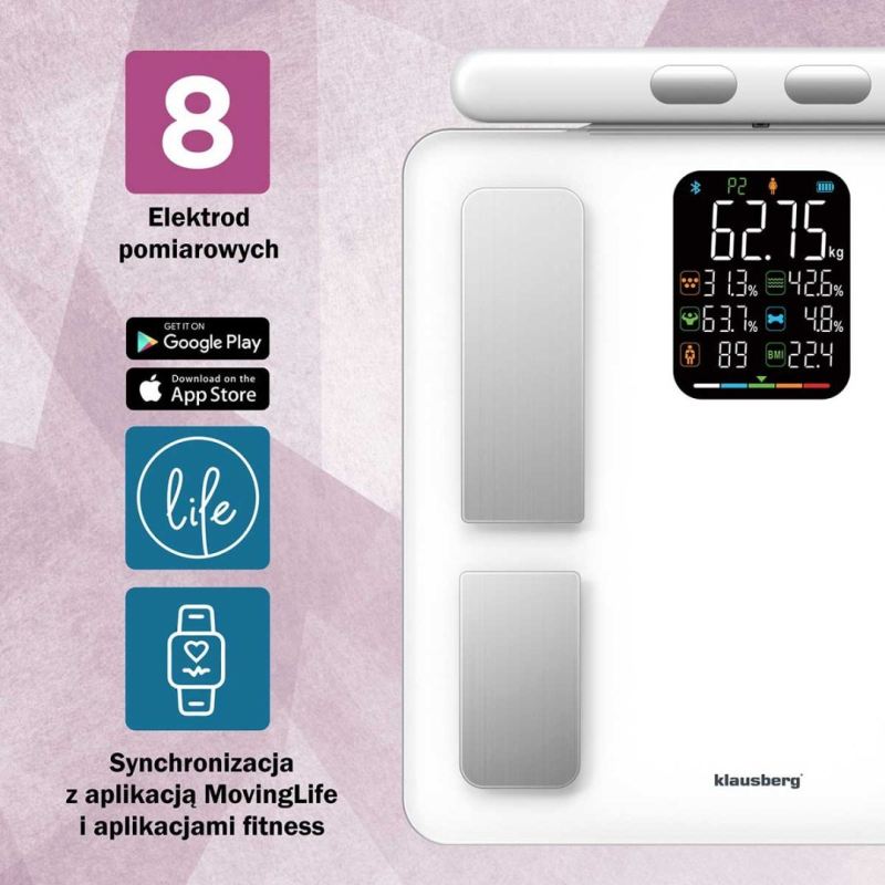 ANALITYCZNA WAGA ŁAZIENKOWA SMART IOS ANDROID KLAUSBERG KB-7857 - obrazek 7