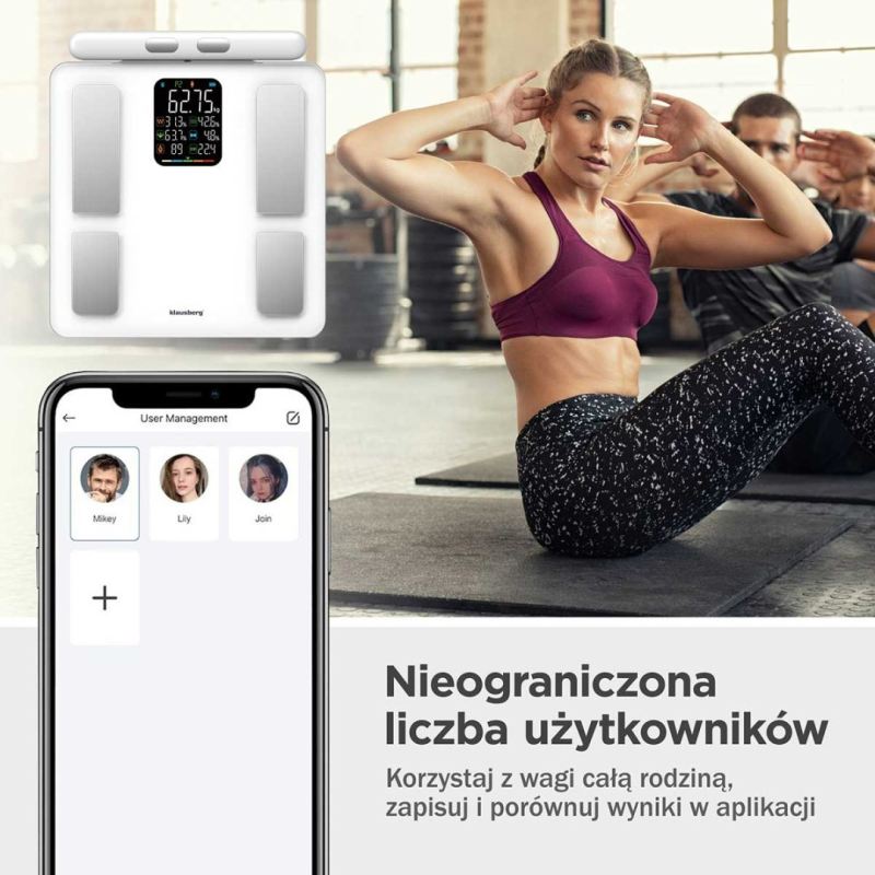 ANALITYCZNA WAGA ŁAZIENKOWA SMART IOS ANDROID KLAUSBERG KB-7857 - obrazek 8
