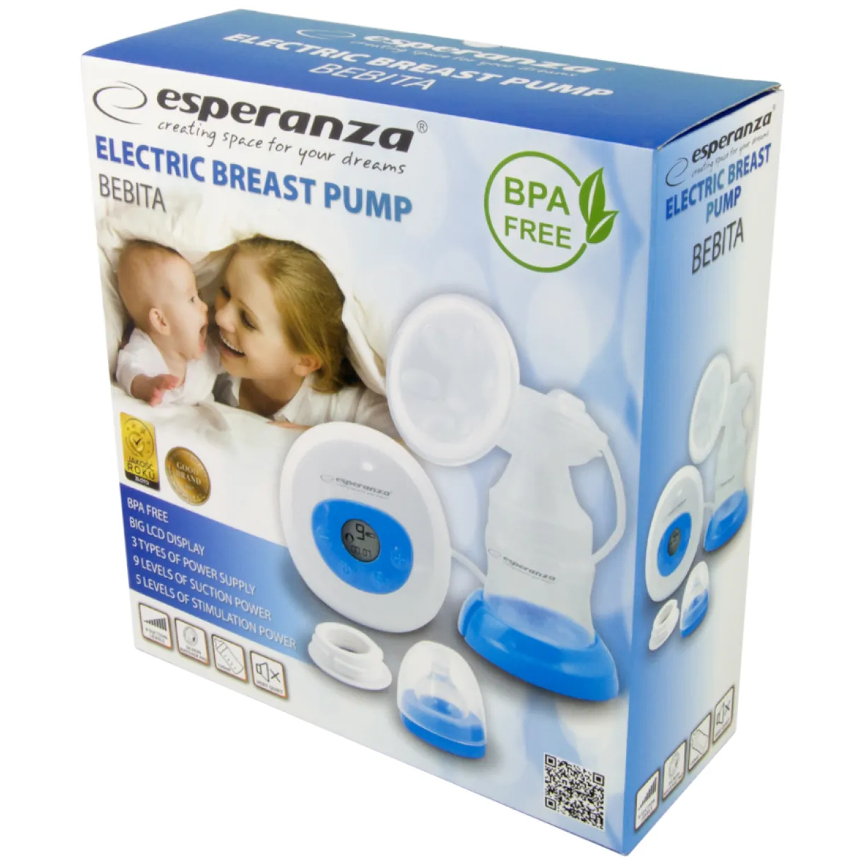 ECM001B Esperanza laktator elektryczny bebita niebieski - obrazek 3