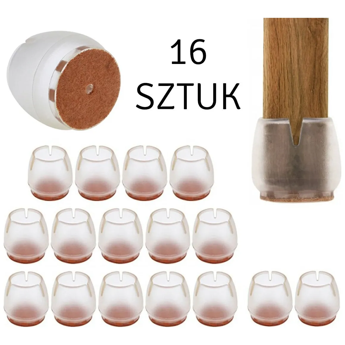 AG562C Nakładki nogi meble 16szt 17-22mm