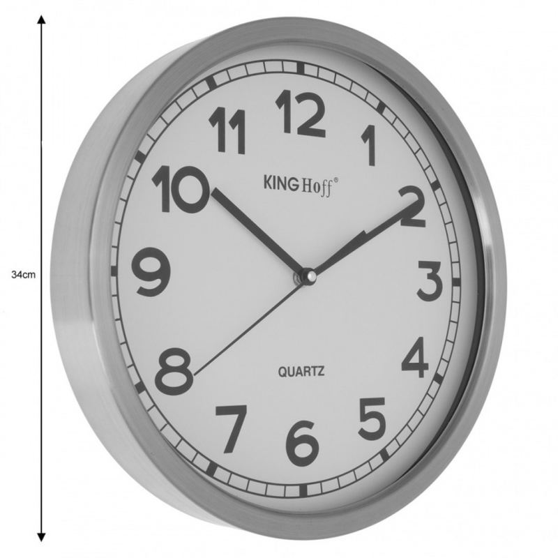 ZEGAR ŚCIENNY STALOWY 34cm MECHANIZM PŁYNĄCY KH-5026 - obrazek 3