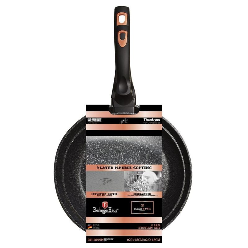 ZESTAW 2 PATELNI GRANITOWYCH 22/26cm BERLINGER HAUS BLACK ROSE BH-1644 - obrazek 2