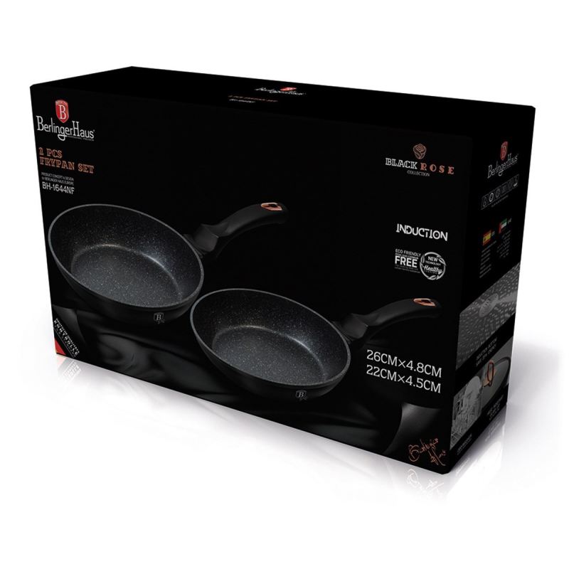ZESTAW 2 PATELNI GRANITOWYCH 22/26cm BERLINGER HAUS BLACK ROSE BH-1644NF - obrazek 4