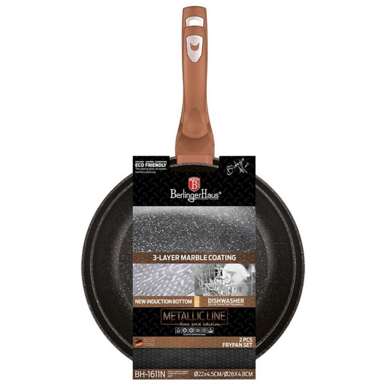 ZESTAW 2 PATELNI GRANITOWYCH BERLINGER HAUS ROSE GOLD BH-1611 - obrazek 2