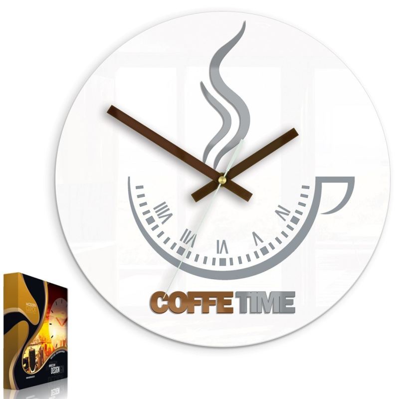 ZEGAR ŚCIENNY COFFEE TIME II WHITE - obrazek 3
