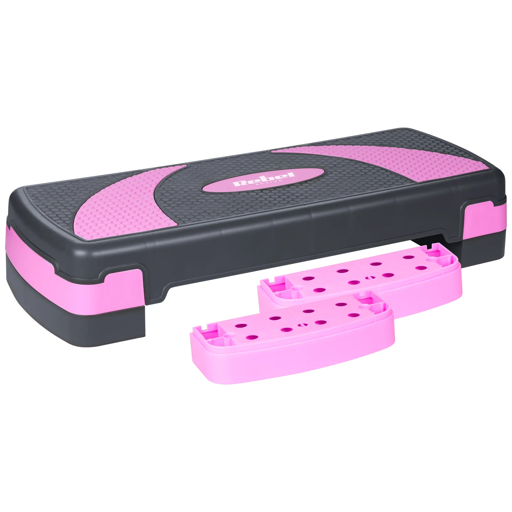 Step do aerobiku i ćwiczeń fitness, 3 stopnie, 78cm, szaro-fioletowy, REBEL ACTIVE - obrazek 5