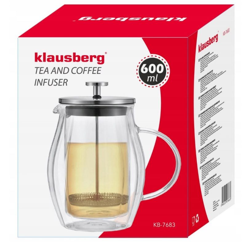 ZAPARZACZ TŁOKOWY DO KAWY/HERBATY TERMICZNY 600ml KLAUSBERG KB-7683 - obrazek 8