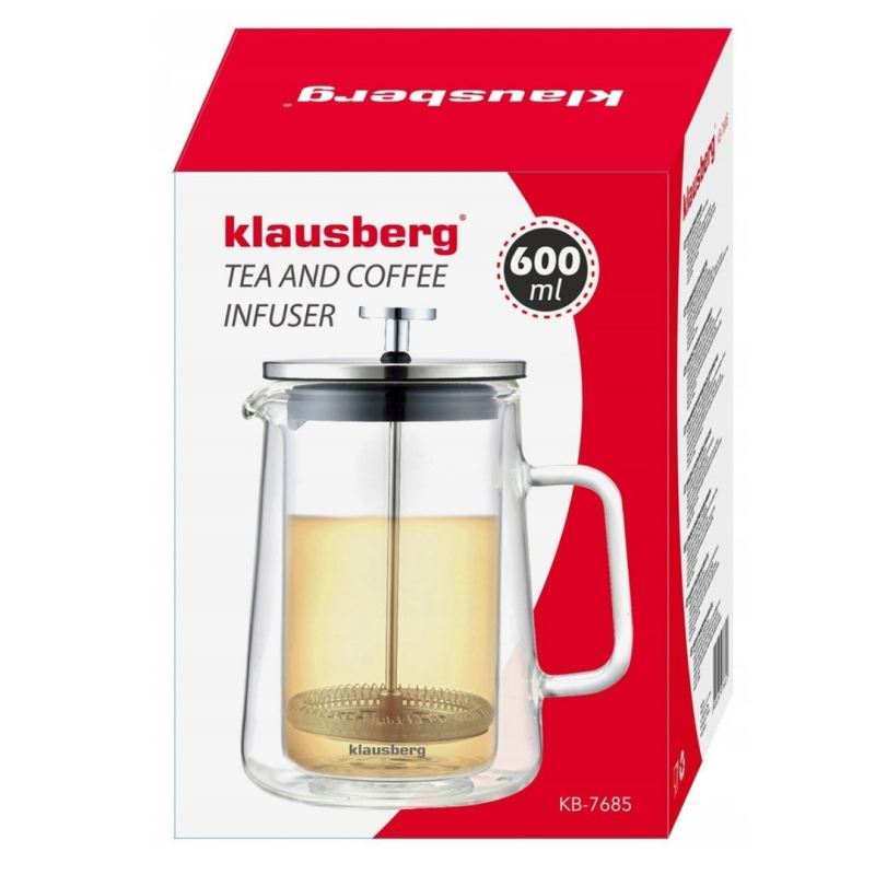 ZAPARZACZ TŁOKOWY DO KAWY/HERBATY TERMICZNY 600ml KLAUSBERG KB-7685 - obrazek 9