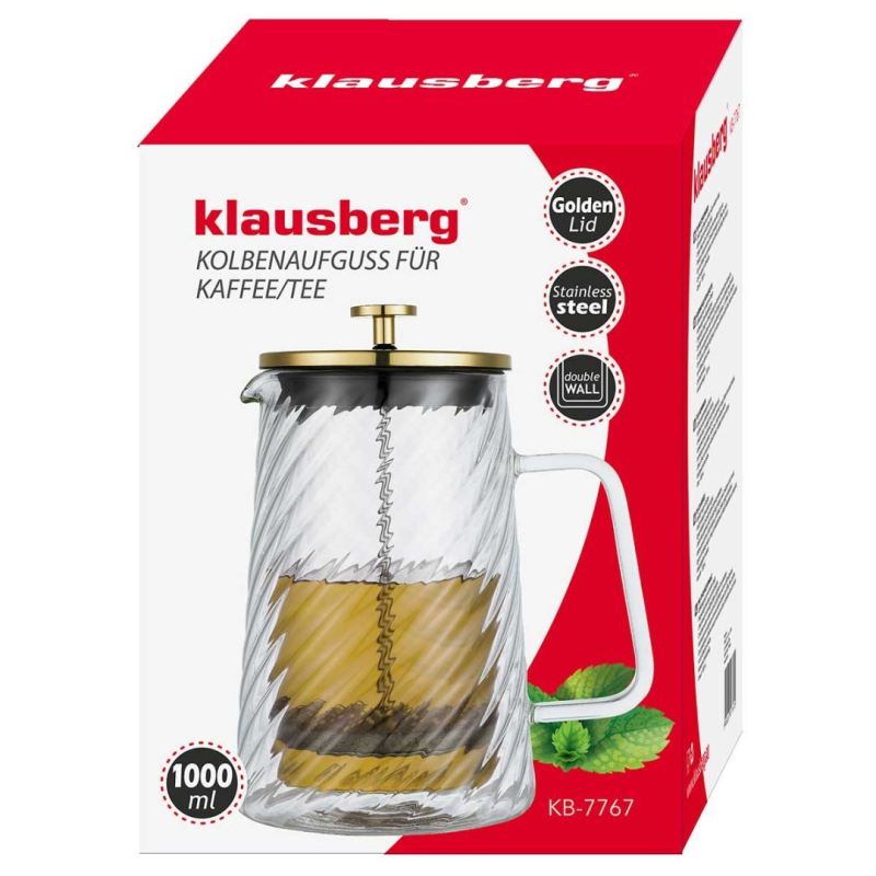 ZAPARZACZ TŁOKOWY DO KAWY/HERBATY TERMICZNY 1000ml KLAUSBERG KB-7767 - obrazek 10