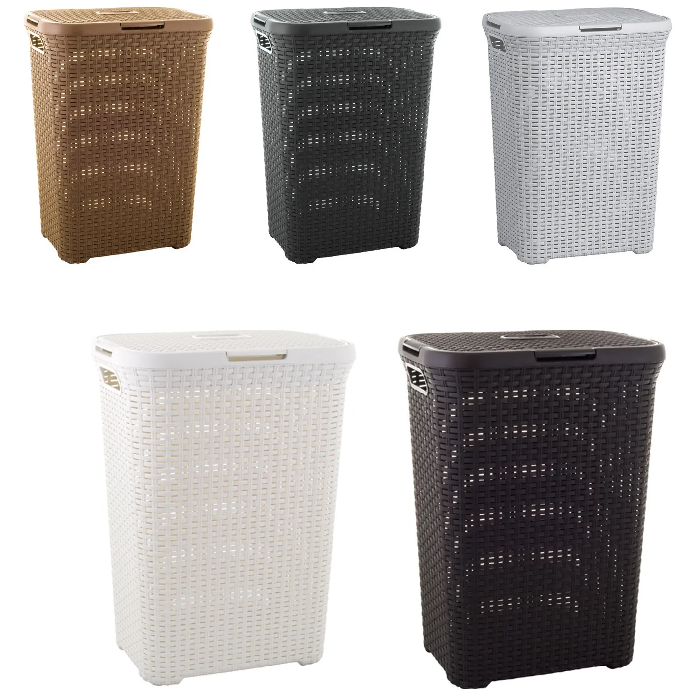 Kosz na bieliznę Curver Natural Style 60L jasny sz - obrazek 2