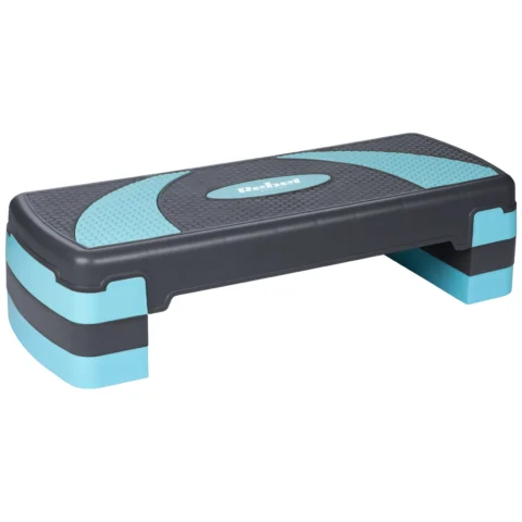 Step do aerobiku i ćwiczeń fitness, 3 stopnie, 78cm, szaro-niebieski, REBEL ACTIVE