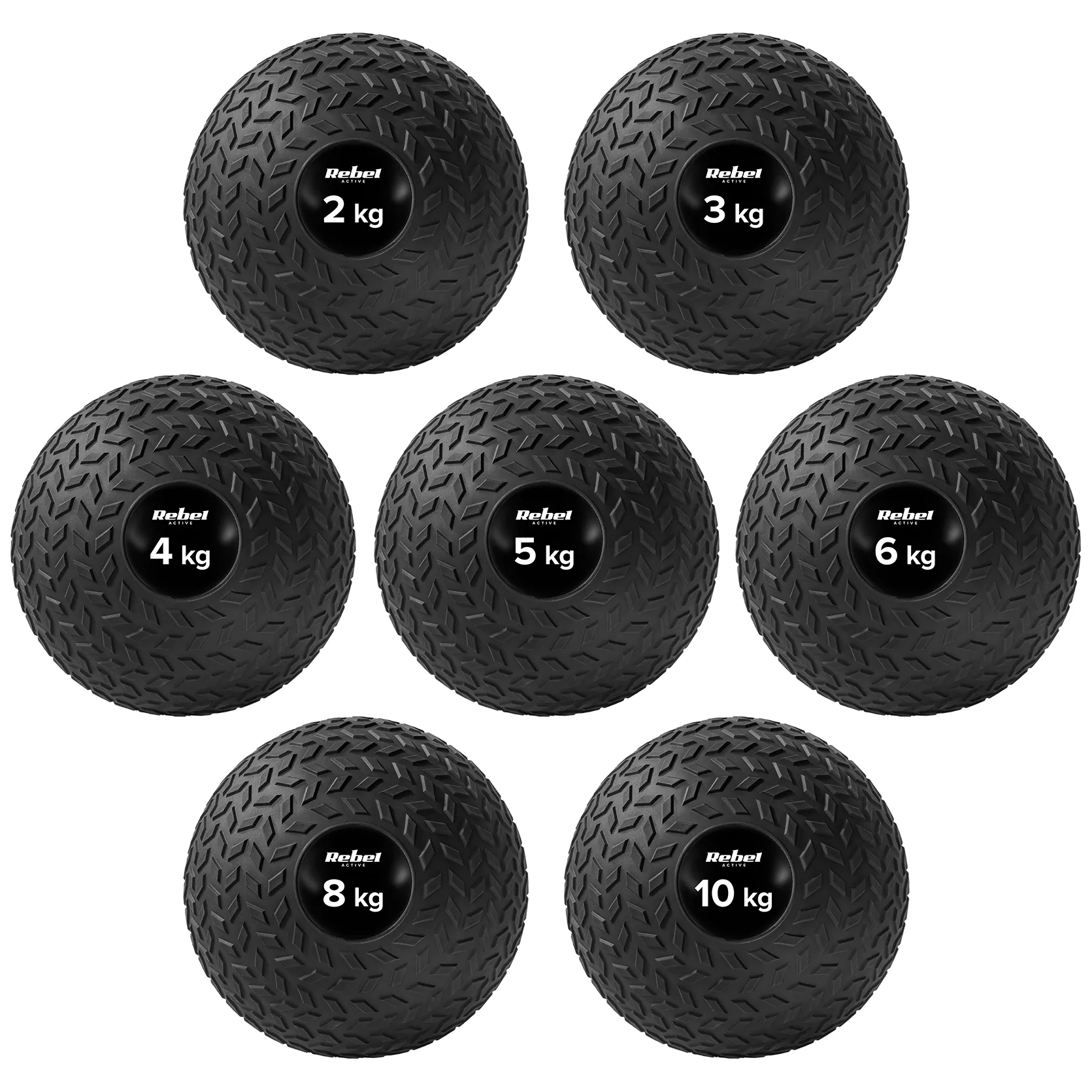 Mała piłka lekarska do ćwiczeń rehabilitacyjna Slam Ball 23cm 15kg, REBEL ACTIVE - obrazek 6