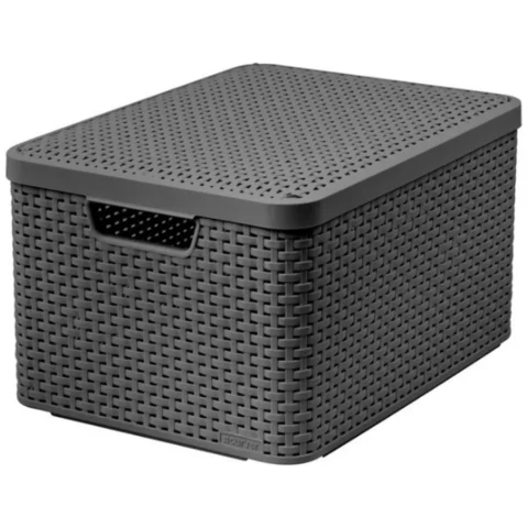 Koszyk z pokrywą Curver Rattan Style L szary