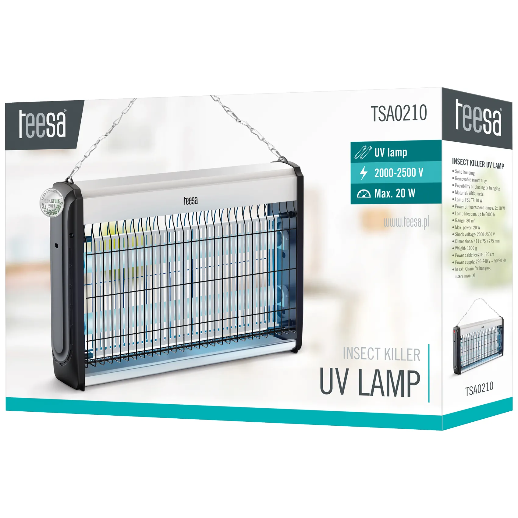 Lampa owadobójcza TEESA rażąca 20W(2x10W) - obrazek 8
