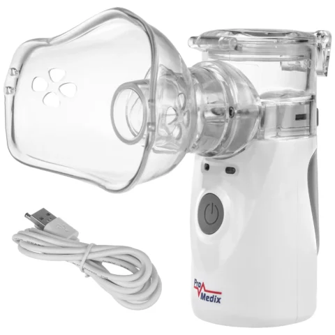 Przenośny / podręczny bezprzewodowy inhalator nebulizator Promedix, zestaw, maski, PR-835