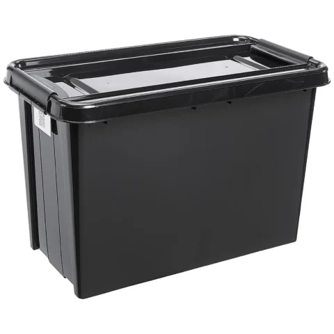Pojemnik z pokrywą PlastTeam ProBox Recycle QR 70L czarny
